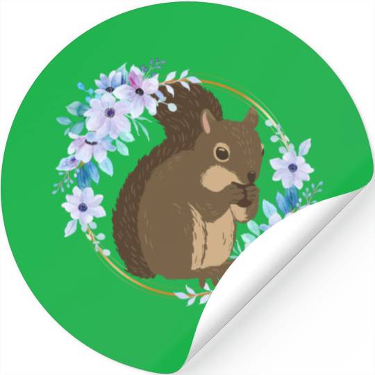 Flower Circle Squirrel Stickers