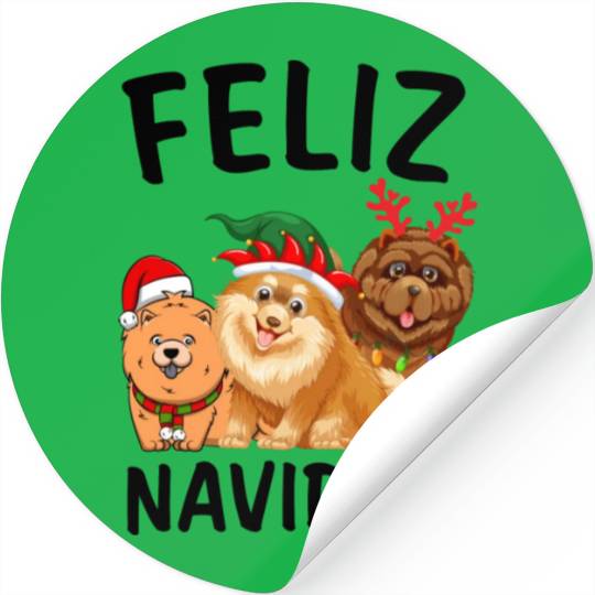 Feliz Navidog Chow Chow Reindeer Christmas Light Stickers