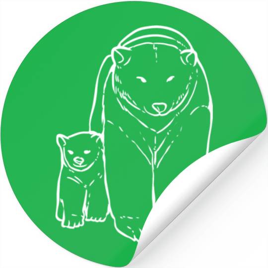 Polar Bear and Cub Pet Lover Gift Stickers