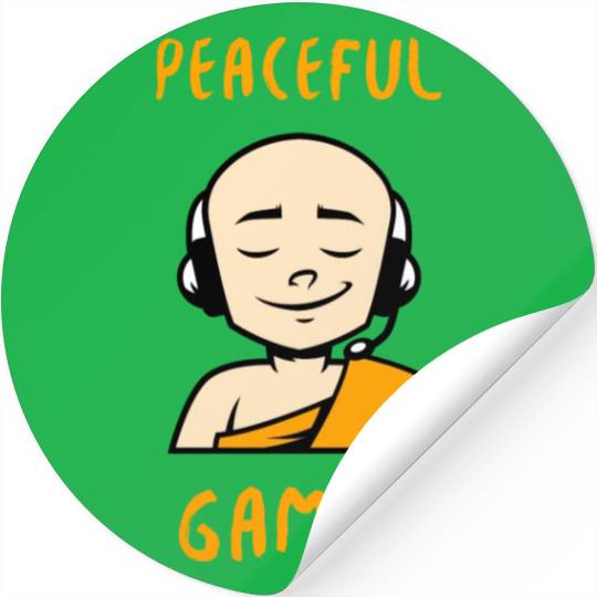 Peaceful Gamer Monk Stickers
