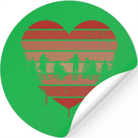 Cute Red Vintage Heart Orchestra Valentine Day Stickers