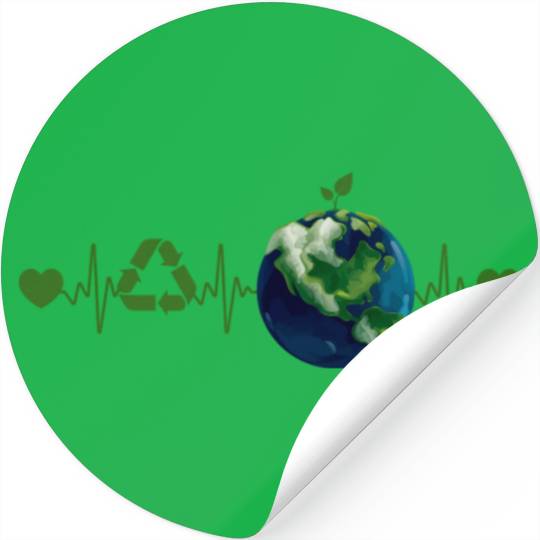 Heart Beat Earth Day Recycle Love Earth Day Annive Stickers