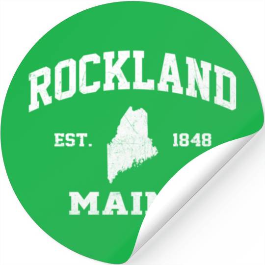 Rockland Maine Me State Athletic Style Stickers