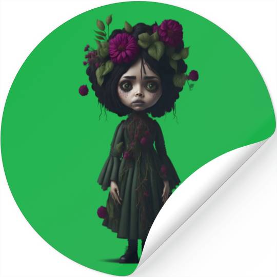 Creepy Girl Doll Stickers
