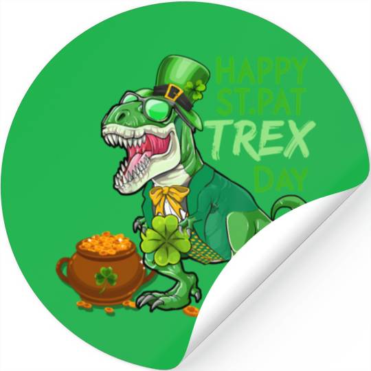 Happy St Pat Trex Day Dinosaur St Patrick'S Day Fo Stickers
