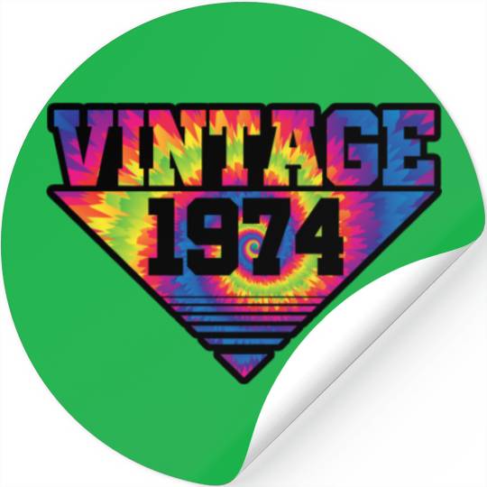 Vintage 1974 Tie Dye Splash Color Triangle Stickers