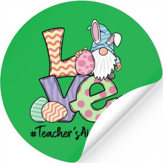 Love Easter Teacher'S Aide Gnomes Teacher Easter 2 Stickers
