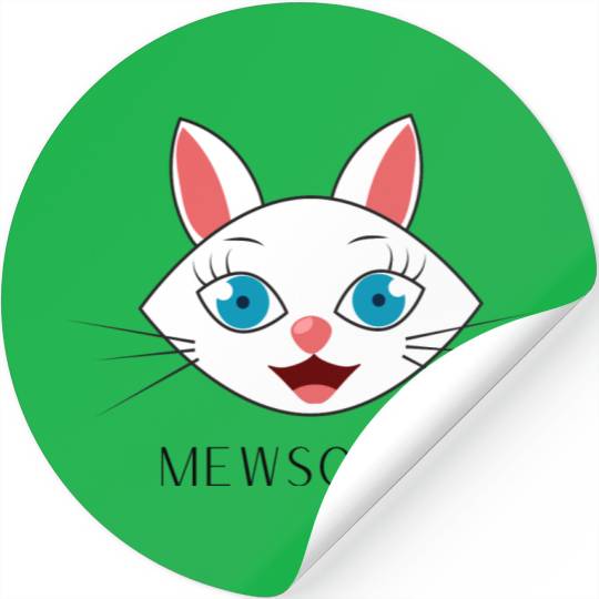 Mewsome White Cat Face Stickers