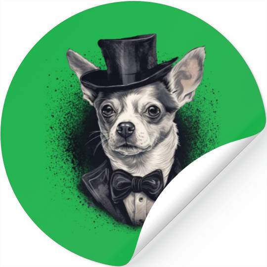 Chihuahua - France Red Wine French Gentleman Funny Stickers