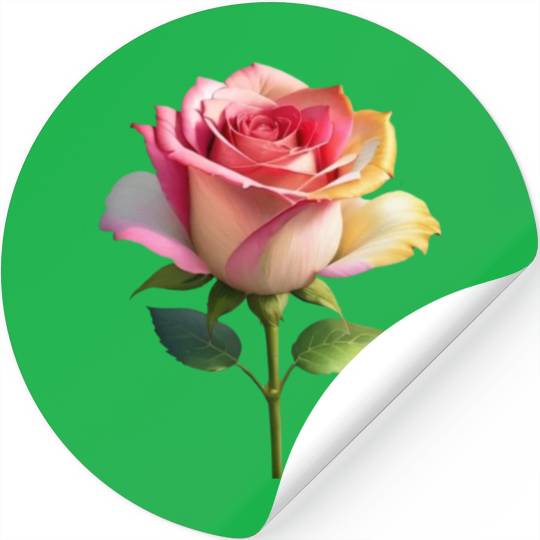 A vintage style of colorful fancy roses. Stickers