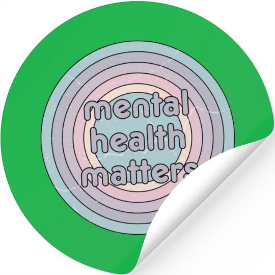 Mental Health Matters | Retro Circle French Grey Stickers