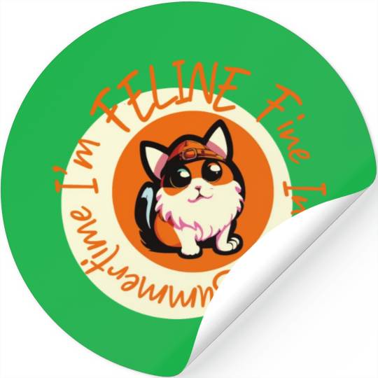 I'm FELINE Fine | Cat Lover Summer Animal Party Stickers