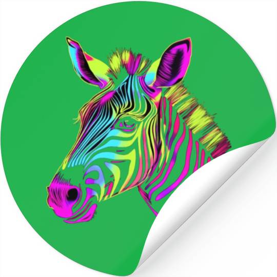 Zebra Neon Colors Portrait Stickers