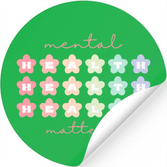 Mental Health Matters Retro Flowers Pastel Rainbow Stickers