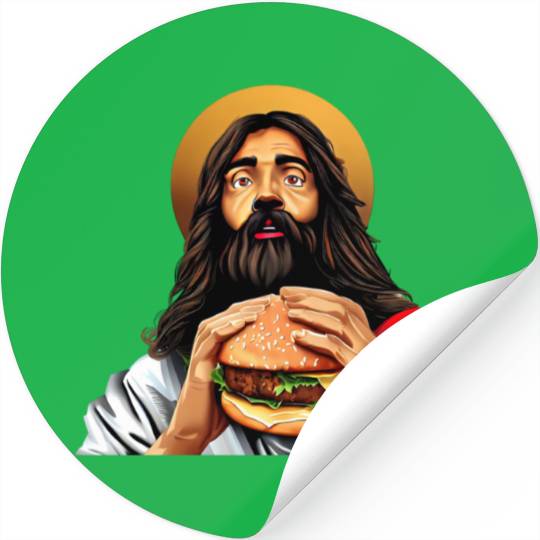 Cheeseburger with Jesus Stickers