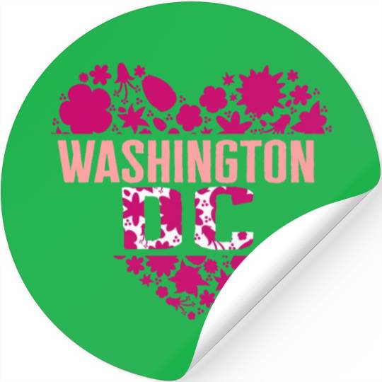Washington DC Stickers, Cherry Blossom Heart Floral