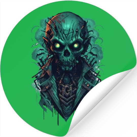 Green Toxic Zombie RPG Game Style Stickers