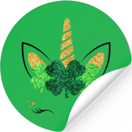 Unicorn Face St Patrick'S Day Unicorn Shamrock Stickers