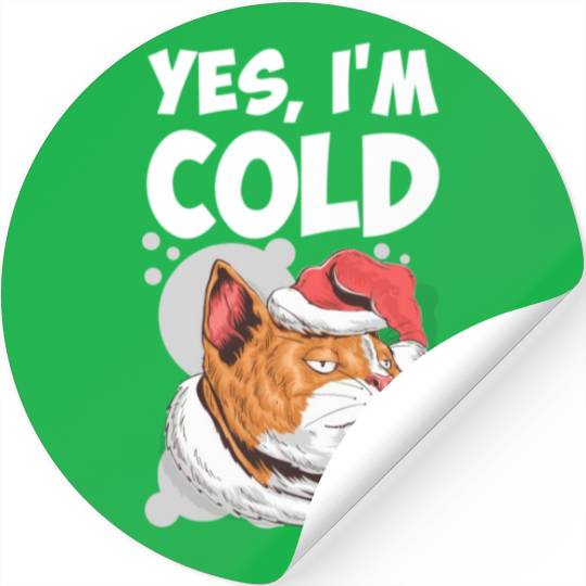 Yes I m Cold Lazy Cat Face Cozy Chilly Days Stickers