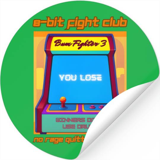 Funny Retro Gaming 80s Arcade 8-Bit Gamer Humor Stickers