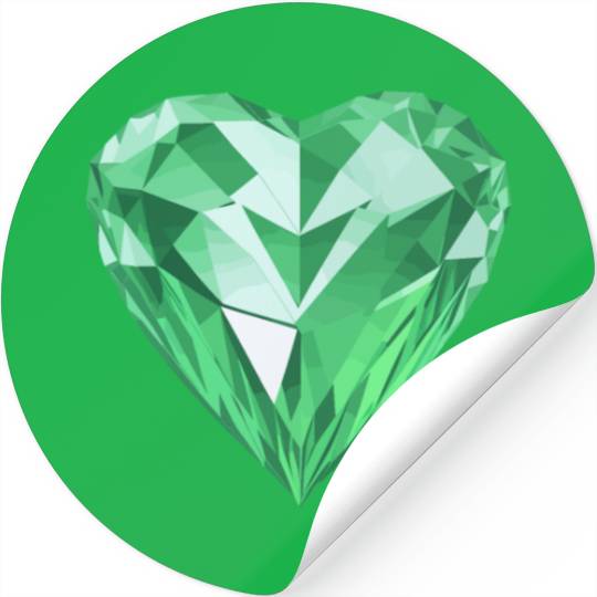 Shining green diamond heart Stickers