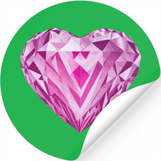 Glossy pink diamond heart Stickers