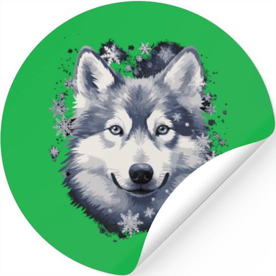 Husky dog and snowflakes Stickers