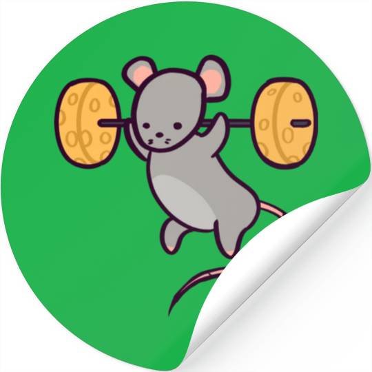 Cute Gym Rat Cheese Squat Stickers