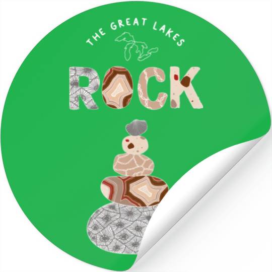 Great Lakes Rock Colored Rock Stack Petoskey Stone Stickers