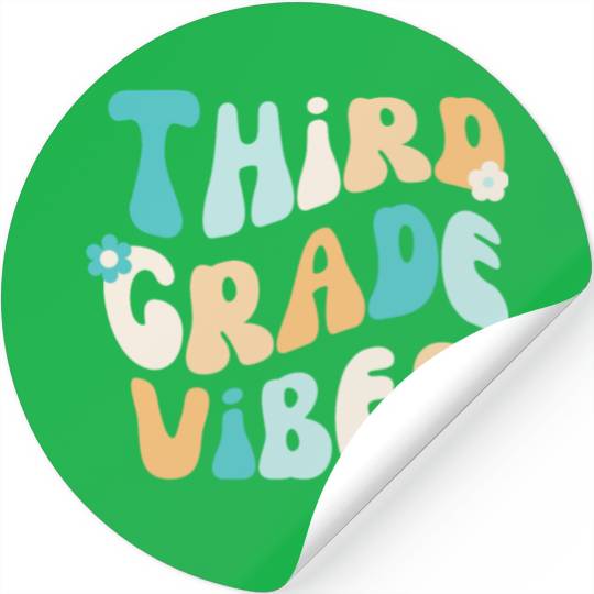 Back To School Third Grade Vibes Colorful Groovy Stickers