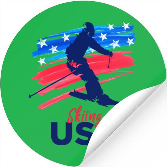Skiing Usa Support The Team Usa Flag Ski Winter Stickers