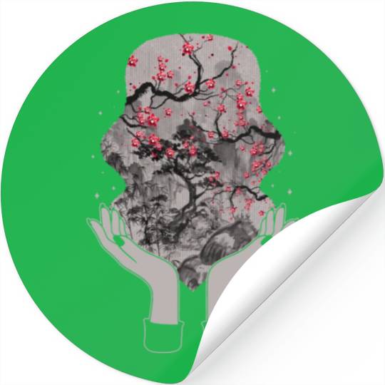 Cherry Blossom Stickers, Sakura Woodblock Kawaii