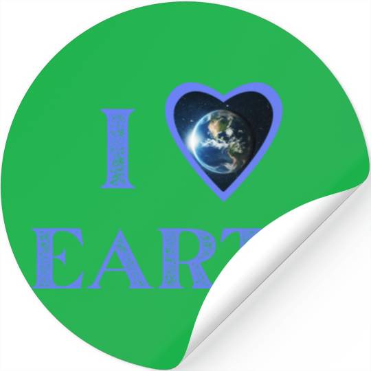 I Love Earth Heart Stickers