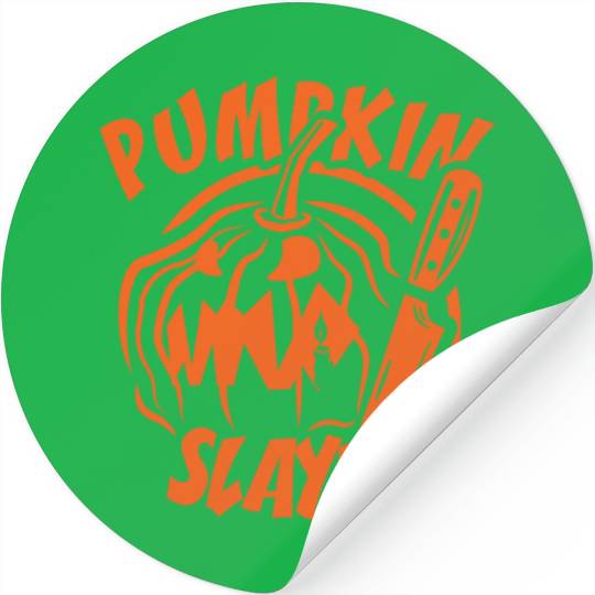 Pumpkin Slayer plain green Stickers
