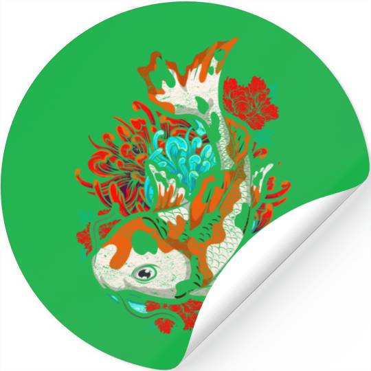 Koi fish farmer gift colorful koi carp Stickers