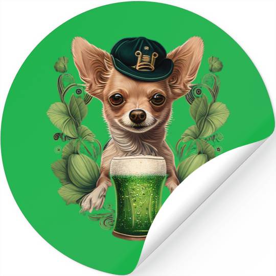 Chihuahua | St. Saint Patricks Day Beer Shamrock Stickers