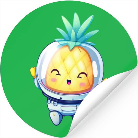Kawaii astronauts pineapple Stickers