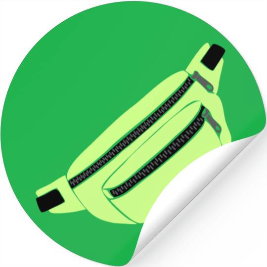 Lime Green Fanny Pack Illustration Stickers