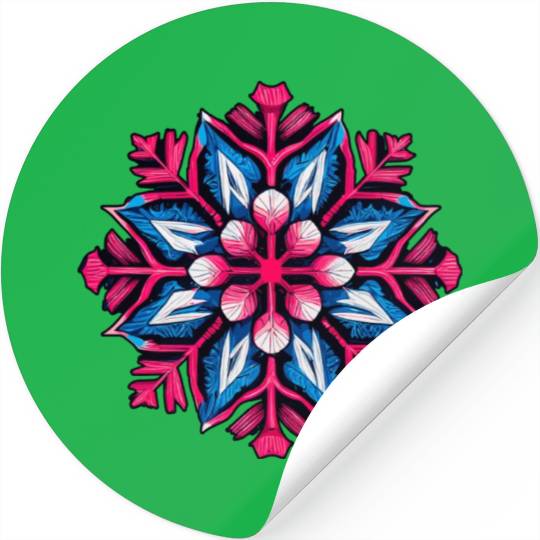Colorful Abstract Snowflake Vector Art Stickers
