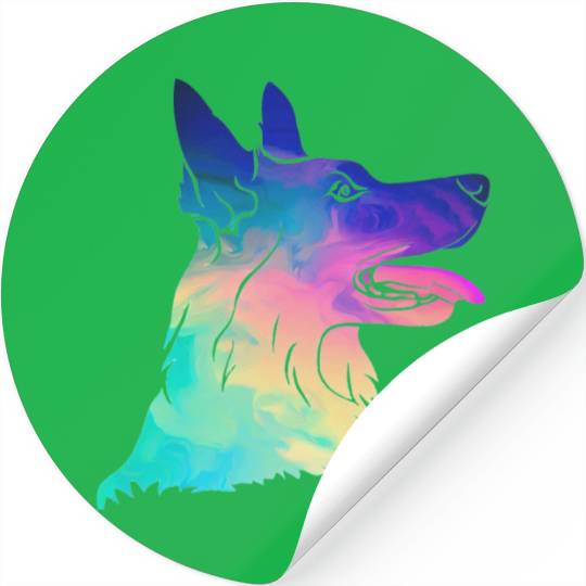 Psychedelic German Shepherd Stickers