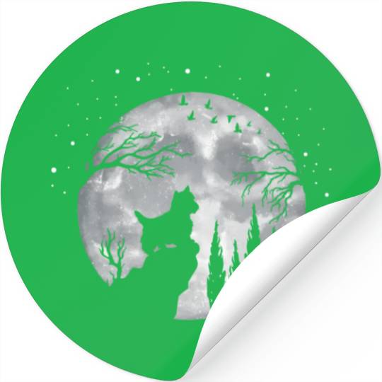 Yorkshire Terrier Full Moon At Night Pet Yorkshire Stickers