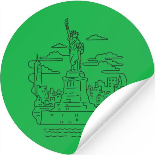 Statue of Liberty New York USA Mono Line Stickers