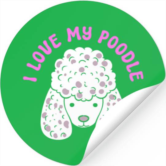 I Love My Poodle Dog Attendant Stickers