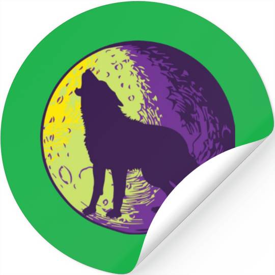 Howling wolf in the moon cool Stickers