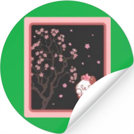 Cherry Blossom Stickers, Kawaii Cat Cherry Blossom