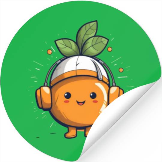 Orange Fruit Fruitarian Funny Cute Party Music Stickers