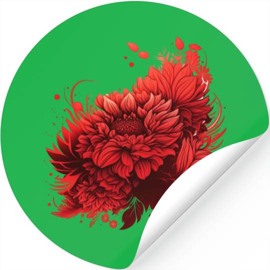 Blooms: Red Flowers and Love's Exquisite Dance Stickers