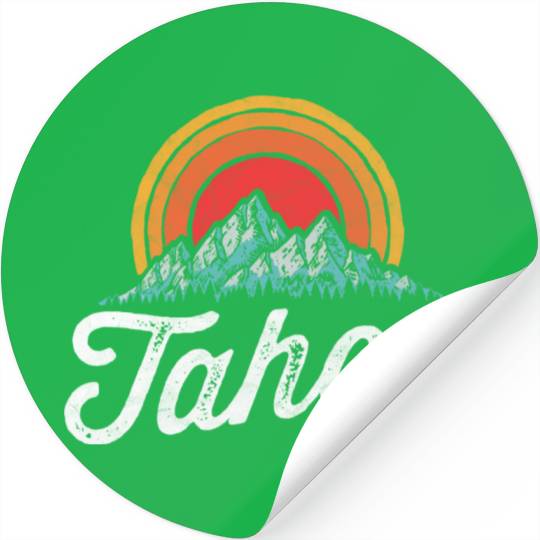 Lake Tahoe Mountain 80s Stickers