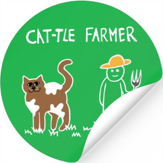 Cattle Cat Farmer (White) Stickers