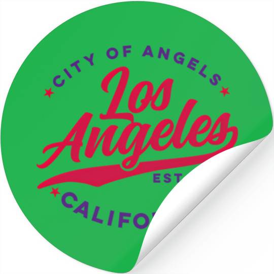 Los Angeles City Of Angels California Red Text Stickers